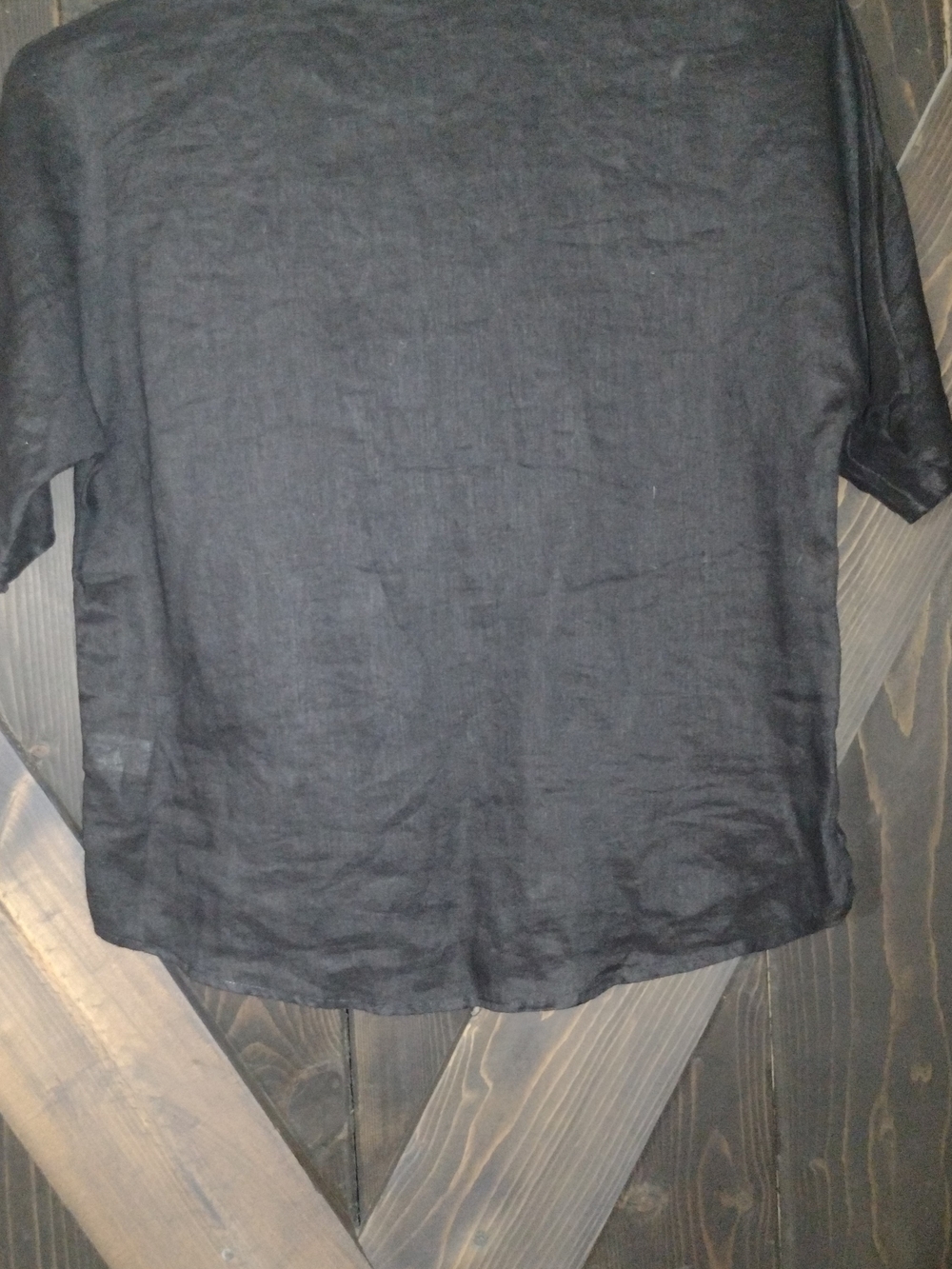 Garnet Hill 100% Linen Black Short-Sleeve Button-up Shirt - Women - Picture 4 of 8
